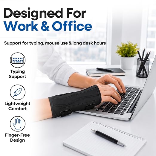 Carpal Tunnel Wrist Brace | Night Wrist Support Guard | Wrist Splint & Hand Brace | Carpal Tunnel Syndrome & Wrist Tendonitis Pain Relief with Forearm Compression | For Men & Women (Left Wrist Brace)