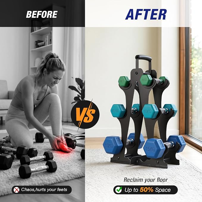 Ghosthorn Tiered A-Frame Dumbbell Rack Stand for Home Gym Space Saving | Heavy Duty Weight Storage Racks for Home Gym,Stable Space Saving Small Dumbbell Rack Hold 4/5 Pairs of Dumbbells (Rack Only)