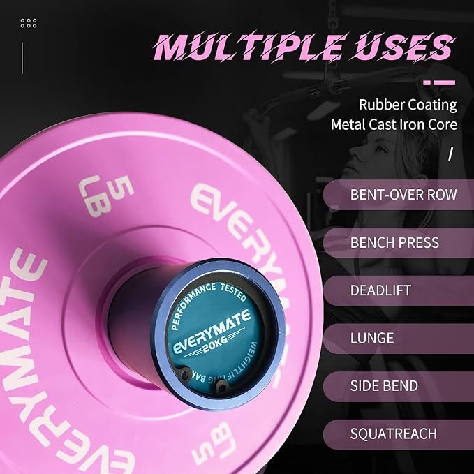 EVERYMATE Change Weight Plates 1.25LB 2.5LB 5LB Set Fractional Olympic Bumper Plates for Cross Training Steel Insert Strength Training