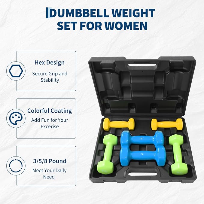 Dumbbell Set for Women and Men,Neoprene Coated Free Hand Weights Set