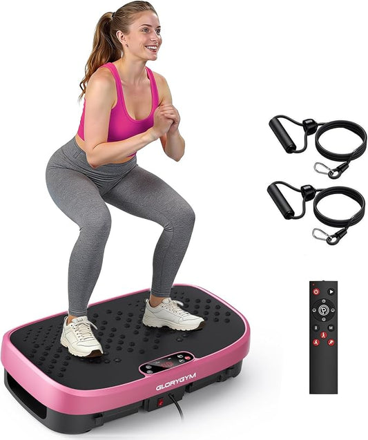 Vibration Plate Exercise Machine for Body Shaker Machine & Weight Loss, Shake Plate with Resistance Bands, 120 Speed Levels, Remote Control, Full Body Workout, Compact Home Gym Equipment
