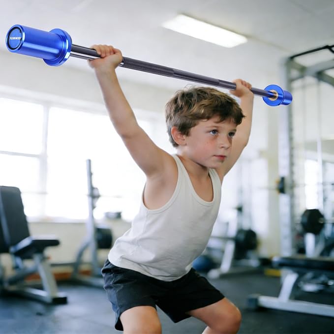 5 lb Kids Barbell, 48-Inch Technique Bar for 2-Inch Olympic Plates | Lightweight bar with knurled grip and 50 lb capacity for youth, teens, women and beginner training