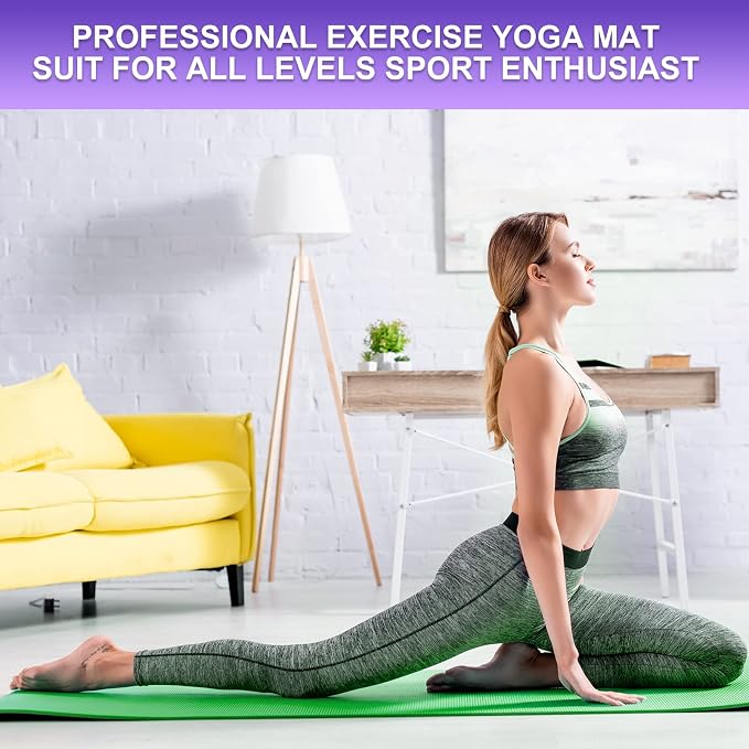 Funtery 3 mm Thin Yoga Mats Bulk, 68 x 24 Inches Lightweight PVC Exercise Mats Non Slip Workout Fitness Pads for Yoga Pilates Stretching Classes Gym Home Studio