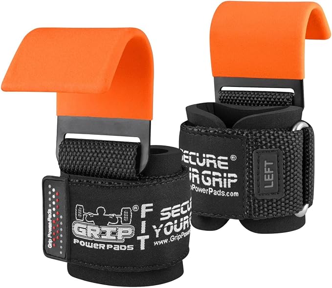 Weight Lifting Rod Hooks Heavy Duty Wrist Wraps Power Weight Lifting Training Gym Grips Straps Set of 2
