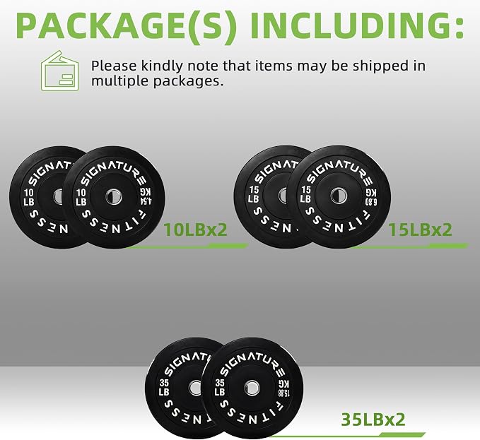 Fitvids 2-Inch Olympic Rubber Weight Plates Sets, Bumper Plates Set for Strength Training, 50-370 Lbs Multiple Options