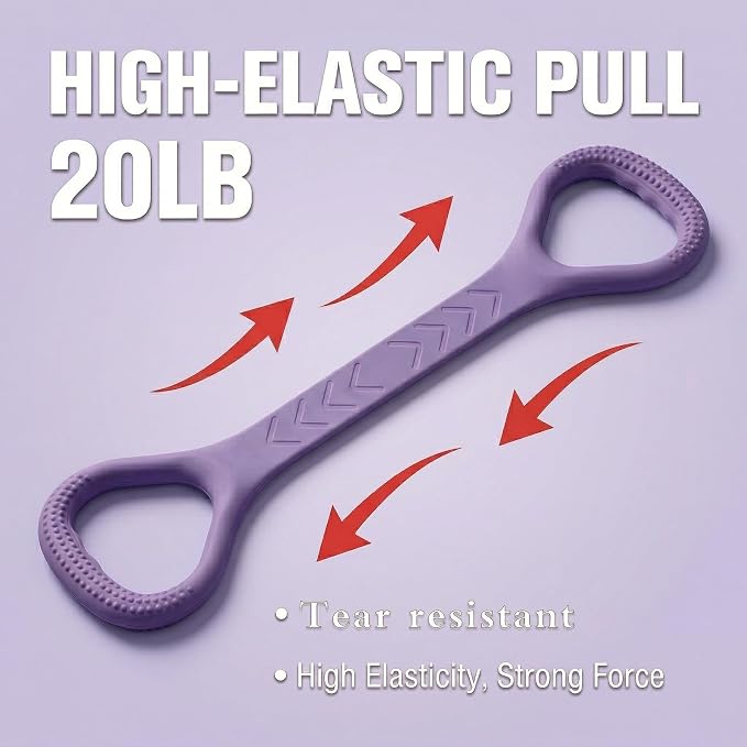 Figure 8 Resistance Bands with Handles, Silicone Exercise Bands for Yoga Pilates Stretching, Portable Home Workout Equipment for Arm Back Shoulder Training, Fitness Band for Women Men