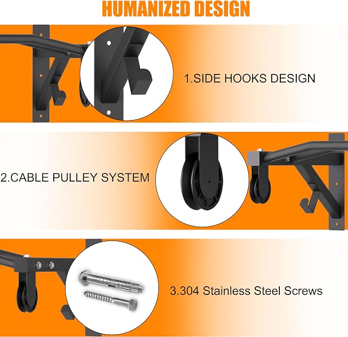 Upgrade Pull Up Bar Wall Mounted,Heavy Duty Multi Grip Chin Up Bar for Strength Training, 600 lbs Capacity, Durable Steel Construction, Perfect for Home and Garage Workouts