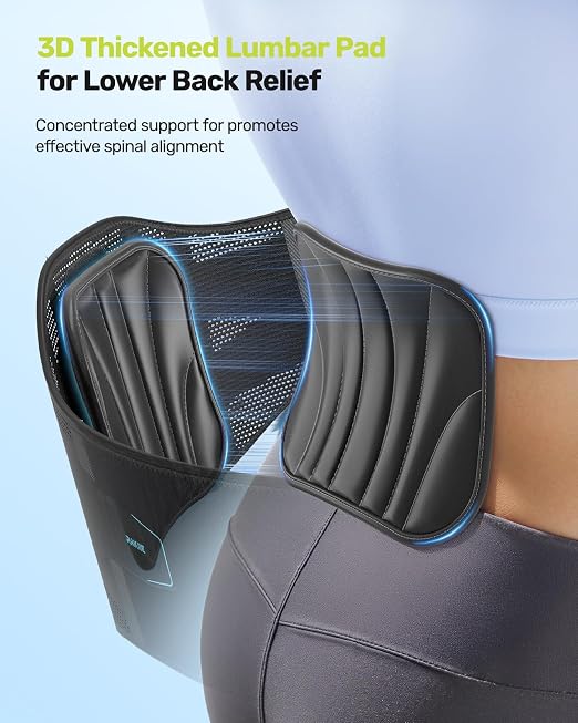 Rakiie Back Braces for Lower Back Pain, Lumbar Support for Men & Women, Breathable Soft Mesh Fabric and 7 Stays All-round Support, Back Support With Lumbar Support Pad for Home & Lifting at Work, Size L (Waist: 39.4"-45.3")