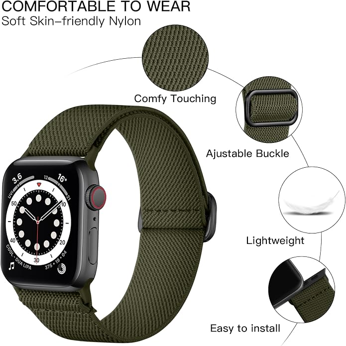 Lerobo Braided Band Compatible with Apple Watch Series 11 10 9 8 7 46mm 45mm 41mm Ultra SE 3 2 1 49mm Series 6 5 4 3 44mm 40mm 38mm 42mm Men iWatch Bands Women Stretchy Nylon Solo Loop Sport Strap