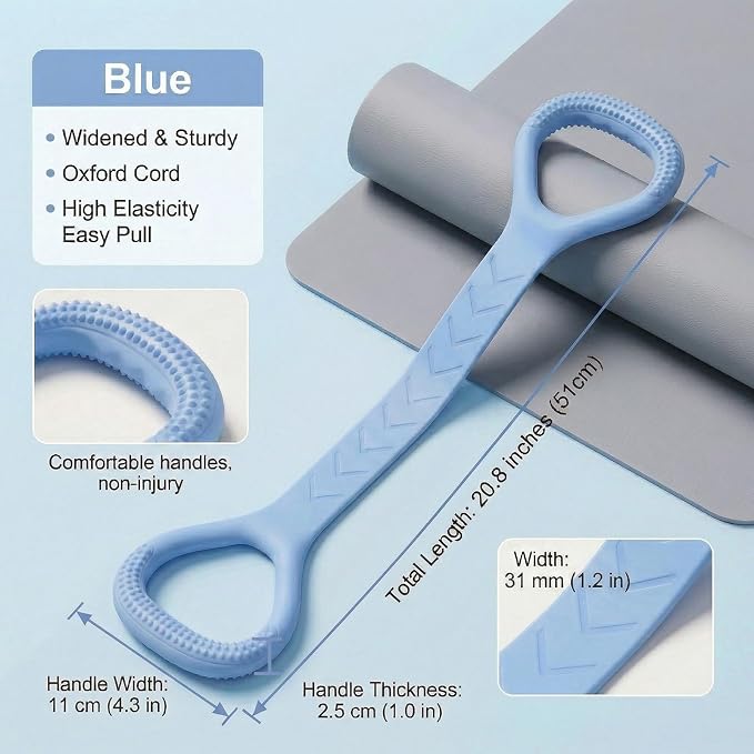 Figure 8 Resistance Bands with Handles, Silicone Exercise Bands for Yoga Pilates Stretching, Portable Home Workout Equipment for Arm Back Shoulder Training, Fitness Band for Women Men