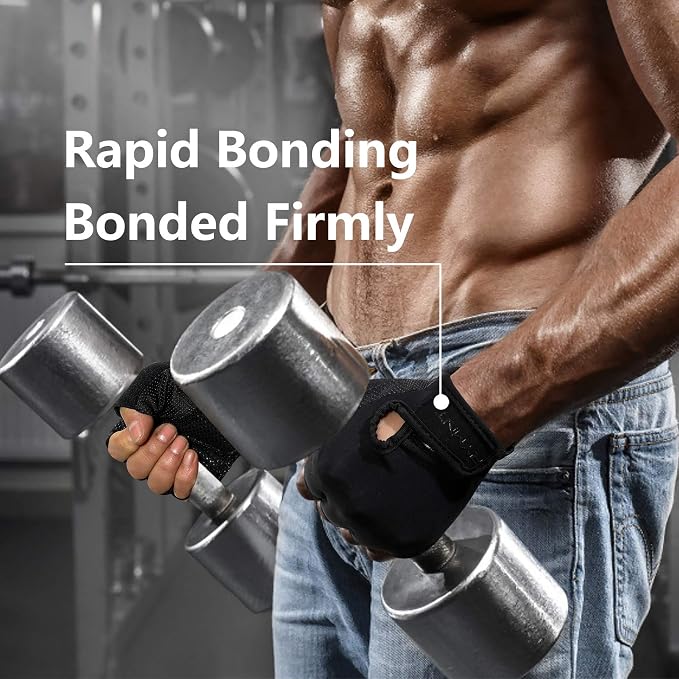 Workout Gloves for Women Men, Weight Lifting Gloves Padded, Full Palm Grip | Gym Grip Gloves for Weightlifting, Rowing, Exercise, Cycling, Dumbbells, Kettlebells, Home Work Out Equipment, Half-finger