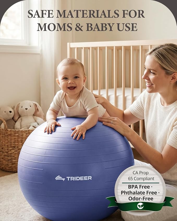 Trideer Exercise Ball, Stability Yoga Ball for Physical Therapy, Active Sitting, Pregnancy & Birth Labor Prep, Core Strength, Balance Training, Posture Improvement and Daily Stretching, 55/65/75cm