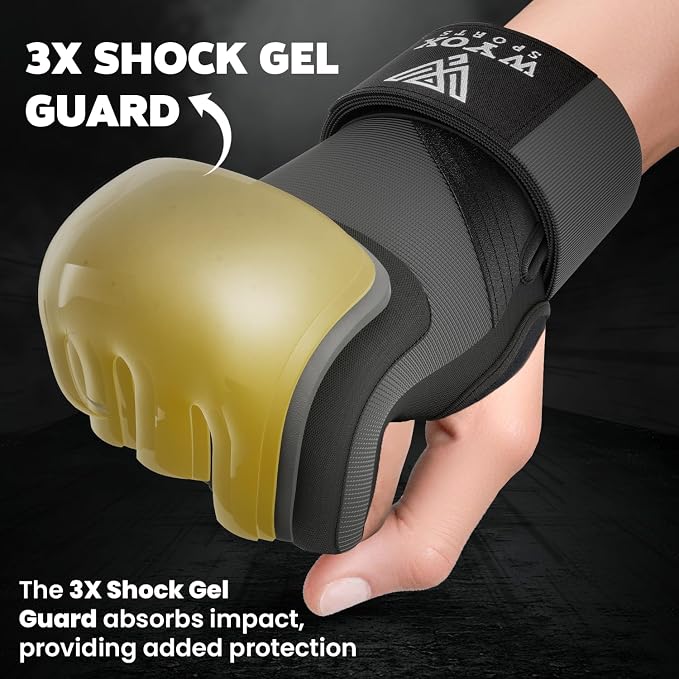 WYOX Neoprene Gel Boxing Hand Wraps Inner Gloves for Men & Women – 80cm/31in Quick Wrist Strap, Padded Knuckle Protection, Fingerless MMA Muay Thai Kickboxing Wraps for Training & Martial Arts