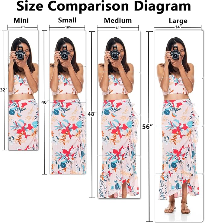 Unbreakable Full Length Wall Mirror,The Door Mirror,2 Pack 24"x14",Acrylic Mirror Kids,Shatterproof Plexiglass Long Mirrors for Bedroom Closet,Children Non Glass Stick on Mirrors