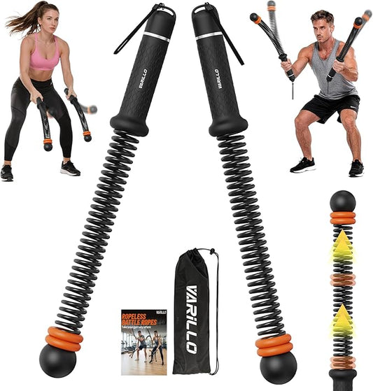 Ropeless Battle Ropes for Home Gym, Portable Cordless Weighted Battle Rope | Storage Bag, Weighted Battle Rope for High Calorie Burn, Men & Women Fitness Equipment, HIIT & Low-Impact Aerobic Training