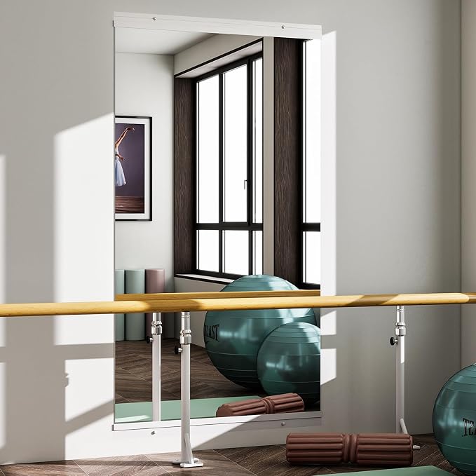 VooBang Home Gym Mirror 1 PCS 33"×60", Frameless Wall Mirror Full Length | Shatterproof Tempered Glass Large Body Mirror Hanging for Dancing Studio, Exercise, Fineness, Yoga