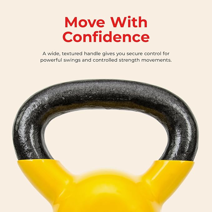 Sunny Health & Fitness Vinyl Coated Cast Iron Kettlebell 5-25 lb