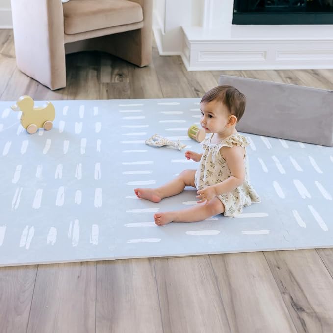 Little Landings Baby Play Mat for Floor - Shoreline (6x6ft) - Premium EVA Foam Play Mat for Babies & Toddlers (Ages 0-5+) Non-Toxic Playmat for Tummy Time, Crawling & Playroom - Stylish & Comfortable