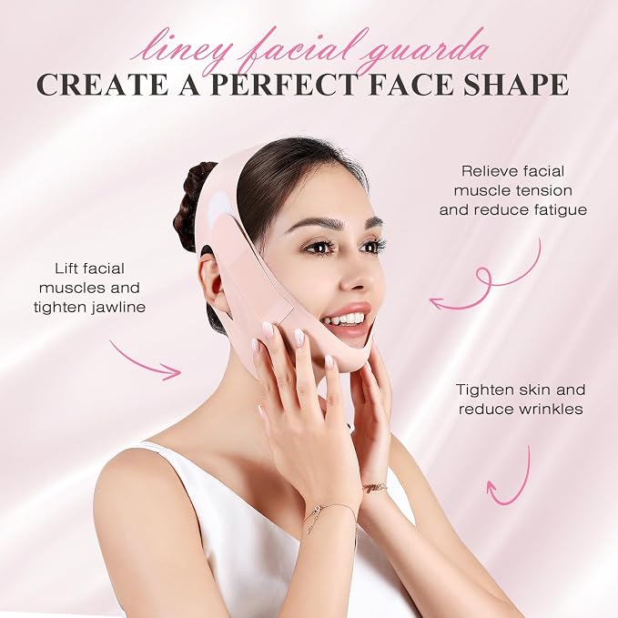 Juskaa Chin Strap for Sleeping,Adjustable Chin Strap,Jaw Strap,Jawline Shaper,V Line Lifting Mask,Pink,M