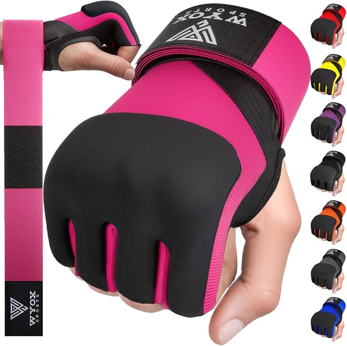 WYOX Neoprene Gel Boxing Hand Wraps Inner Gloves for Men & Women – 80cm/31in Quick Wrist Strap, Padded Knuckle Protection, Fingerless MMA Muay Thai Kickboxing Wraps for Training & Martial Arts