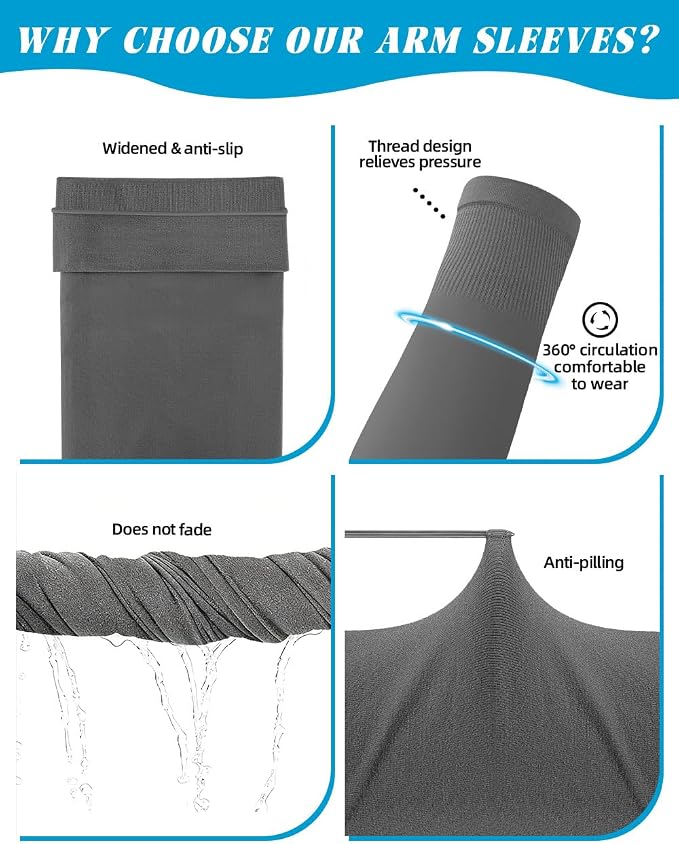 BHYTAKI Cooling Compression Arm Sleeves for Men Women,UPF50 UV Sun Protection Sleeves for Work Sport Tattoo Cover Up