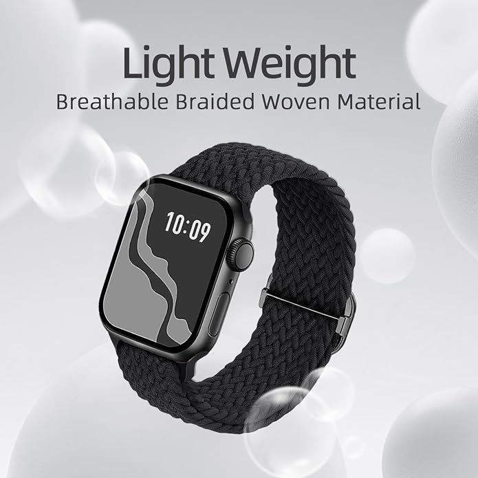 4 Pack Braided Stretchy Bands Compatible with Apple Watch 40mm 41mm 38mm 42mm 44mm 45mm 46mm 49mm Women Men, Breathable Nylon Elastic Daily Use Straps for iWatch Series 11/10 9 8 7 6 5 4 3 SE/Ultra 2