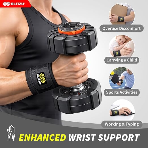 Compression Wrist Wraps, Carpal Tunnel Adjustable Wrist Brace, Men & Women | 2 Pack, Flexible Neoprene, Low-Profile Design, Pain Relief, Arthritis, Tendonitis, Fitness, Office, Sleep Use, Night, Gym