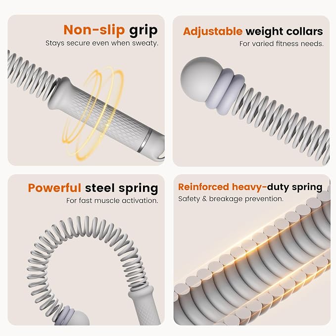 Adjustable Ropeless Battle Ropes, Portable Cordless Battle Ropes for Home Gym, Workout Equipment Exercise Rope for Low-Impact Workout, Strength & HIIT, for Men & Women (Grey)