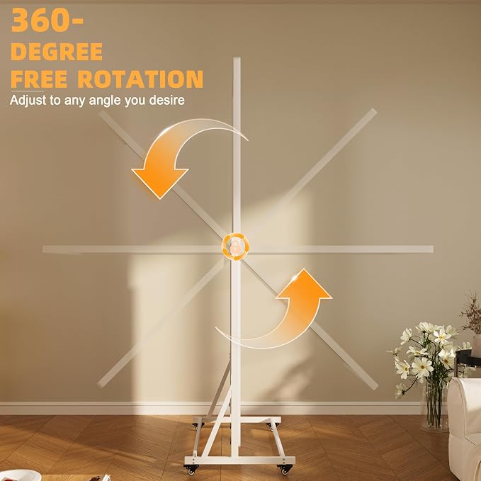 Full-body Rolling Mirror with LED Lights and Wheels, 65" x 24" Home Gym Mirrors with 360° Rotation, Dimmable & 3 Color Lighting Cloakroom, Tempered Glass & Metal Frame, Use for Bedroom, Dance Studio