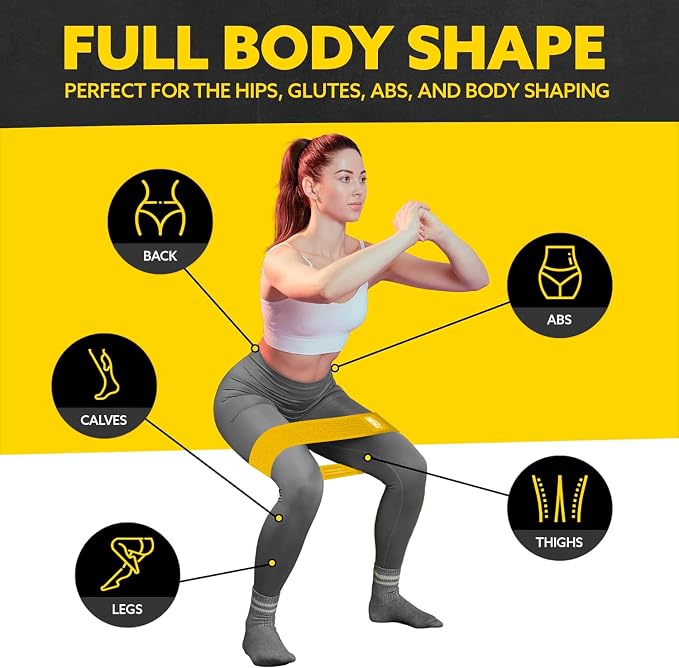 Fabric Resistance Bands for Working Out, 3-Pack for Legs and Glutes | Booty bands for women and men, non-slip grip, 3 resistance levels, for squats, lunges, hip thigh training, glute activation