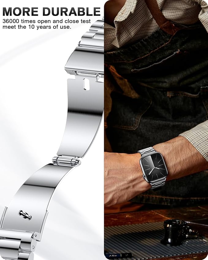 EPULY Metal Band Compatible with Apple Watch Bands for Men 49mm 46mm 45mm 44mm 42mm, Business Stainless Steel Strap for iWatch Series 11 10 9 8 7 6 5 4 3 2 1, SE3 2 1, Ultra3 2 1, No Tools Required | 49/46/45/44/42mm Stainless Steel Strap for Business ...