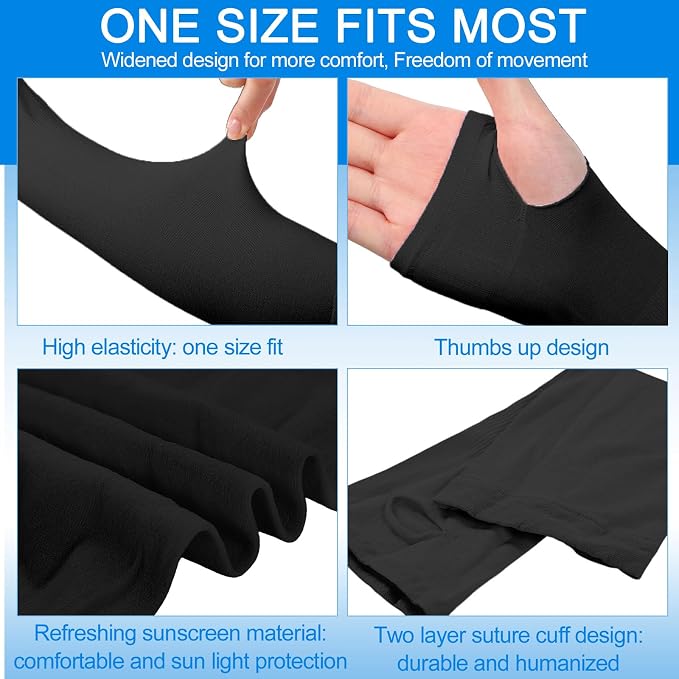 SATINIOR 8 Pairs Sun Protection Cooling Arm Sleeves Upper Compression Sleeve Plus Size Slimming Arm Shaper Wrap for Women