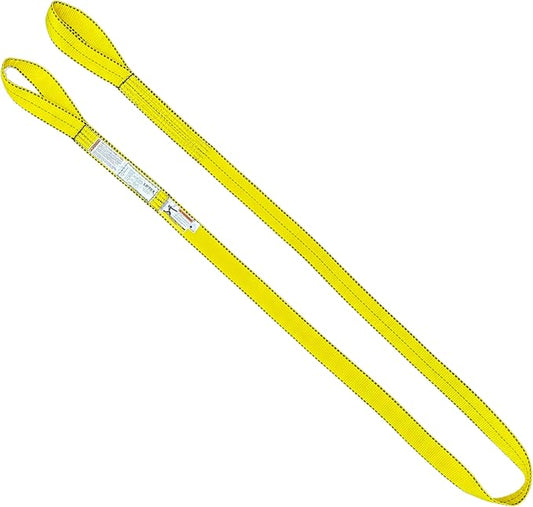 LIFTEX® - Trusted Since 1955 | Polyester Flat Eye Lifting Sling | 1-4" Widths, 3-30' Lengths, 2-Ply | Lifting Rigging Moving Hoisting Straps (2" 2-Ply Flat Eye | 6400 lbs Vertical, 5 FEET)