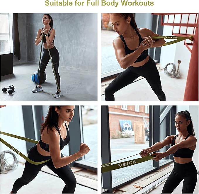 VEICK Pull Up Assist Resistance Bands for Home Gym | 100% Natural Latex, Non Slip Leather Texture, Space Saving, Versatile for Full Body Training, Home Gym