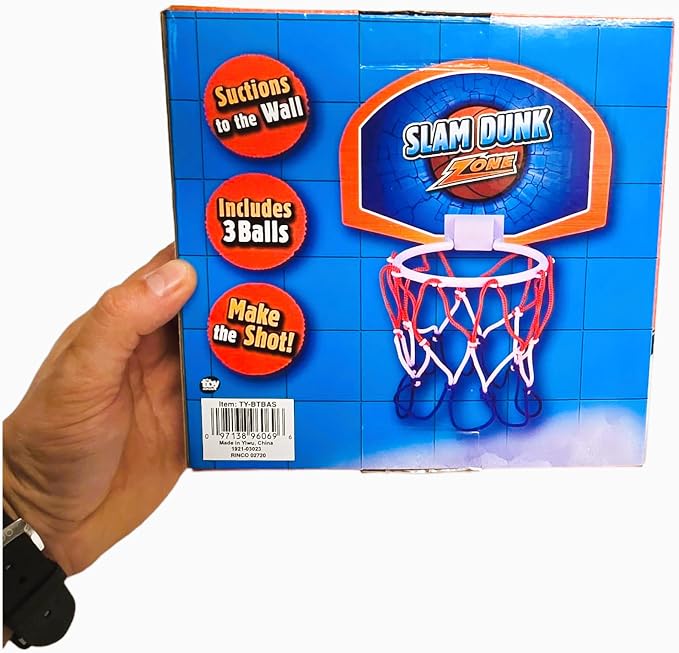 Bath Time Mini Basketball Slam Dunk Zone Shooting Game (6") 3 Balls That Float Included. Suctions to The Wall. Plastic. Bathtub Toy for Boys and Girls. (6 Sets)
