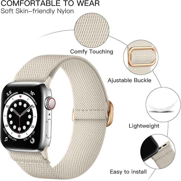 Lerobo Braided Band Compatible with Apple Watch Series 11 10 9 8 7 46mm 45mm 41mm Ultra SE 3 2 1 49mm Series 6 5 4 3 44mm 40mm 38mm 42mm Men iWatch Bands Women Stretchy Nylon Solo Loop Sport Strap