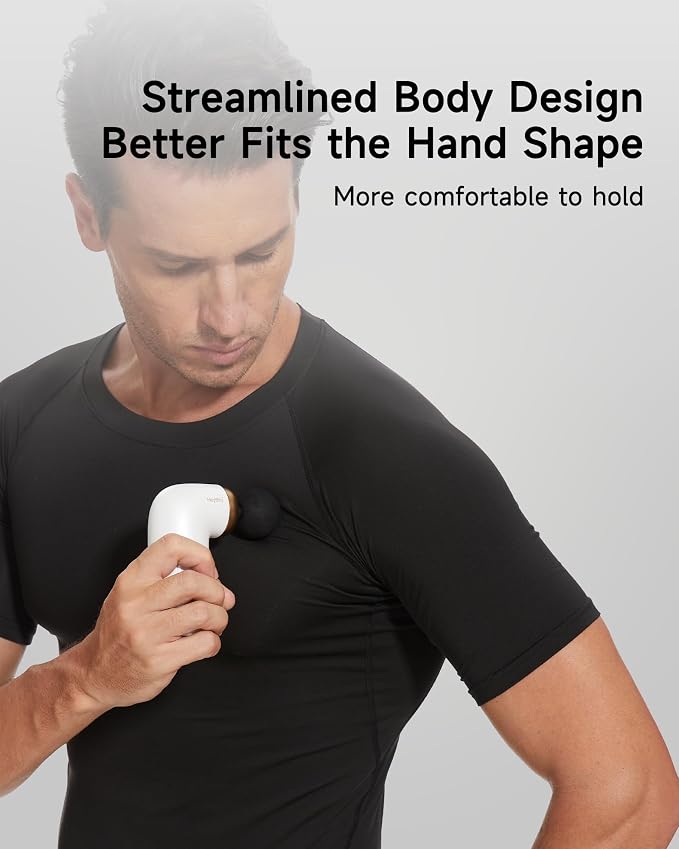 HEYCHY A1 Super Mini Massage Gun, Portable Deep Tissue Massager, White