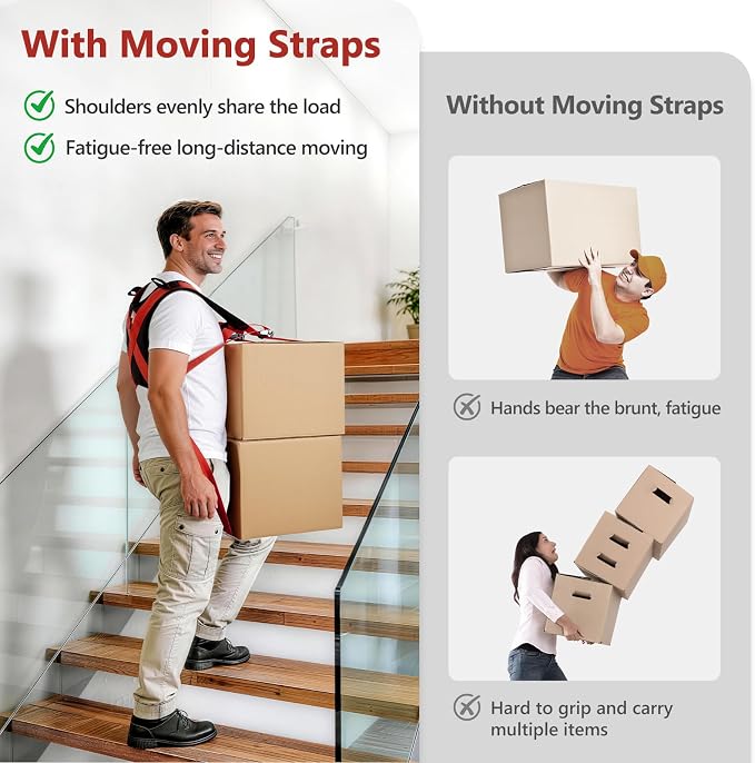 KEDSUM Moving Straps 1 Person-Front Carry, Lifting Straps Moving Free Your Arms, Heavy Duty Strap for Appliance, Thicken Sponge Vest, Upgraded Move Tool for Renters&Movers, Break Strength Over 600LBS
