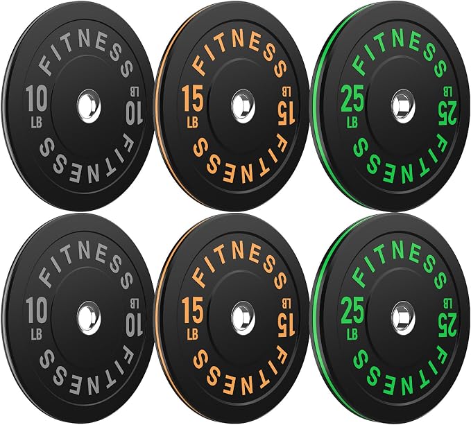 HANDBODE 2-Inch Weight Plates High Bounce, Olympic Bumper Plate Set 45/100/160/190/260/300lb, Colored Weight Plates Set for Home Gym, Barbell Weights Rubber Strength Training Plate for Weight Lifting