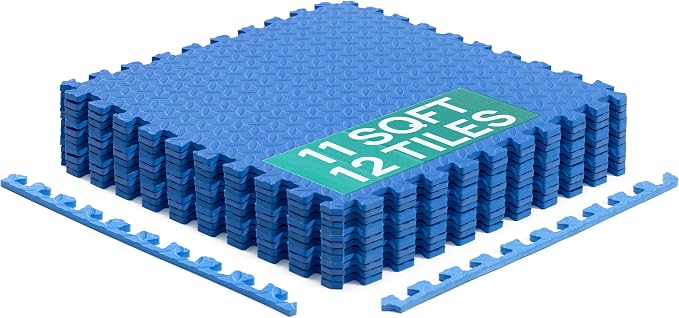 Yes4All EVA Interlocking Mats, Puzzle Floor Tiles, Foam Floor Padding with Border for Furniture, Home Space, Living Room, Garage 11,15,32,99 SQFT