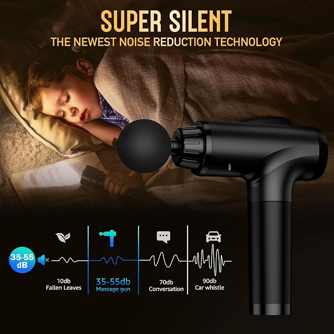 OLsky Massage Gun Deep Tissue 30 Speeds 9 Attachments Handheld (Black) | Electric Muscle Massager, High-intensity Percussion, Massage Device for Pain Relief, Quiet and Powerful, Ideal for Recovery