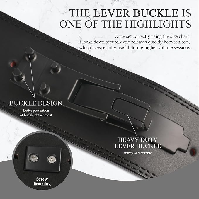 Weight Lifting Belt, 10mm Thick, 4-Inch Wide Heavy Duty Leather Lever Gym Belt, Ideal for Weightlifting, Squats, Deadlifts, Powerlifting, Cross Training and Weight Training