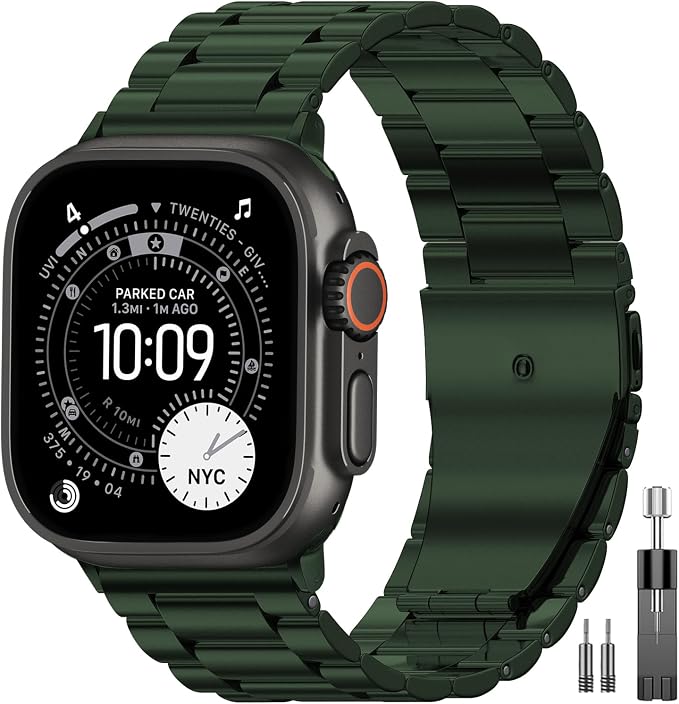 EPULY Stainless Steel Apple Watch Band, 42mm-49mm Compatible, Adjustable Length, Easy Installation, Luxury Design | Stainless Steel Strap Suitable for Business Setting & Everyday Wear, Fits iWatch Bands Series 11 10 9 8 7 6 5 4 SE/Ultra3 2 1