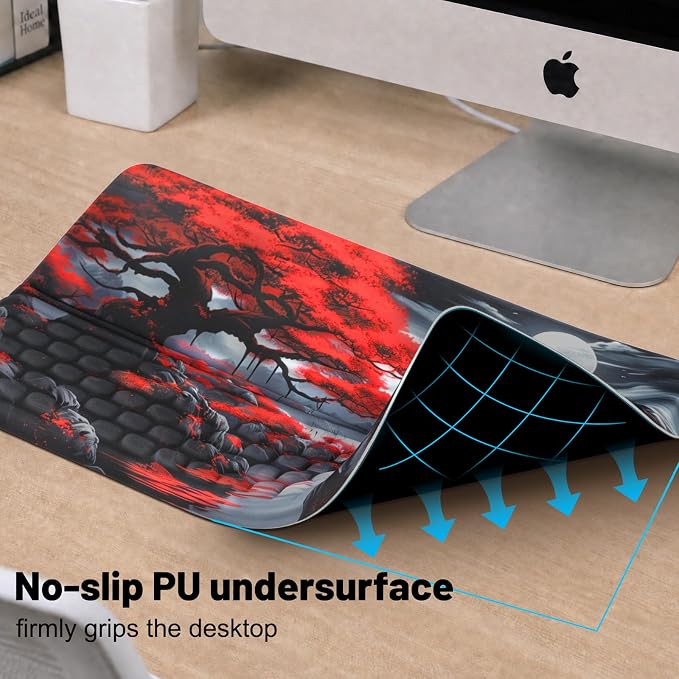 Keyboard Stand with Wrist Rest，Ergonomic Keyboard Riser Holder Lifter Tray | Cherry Blossom Full Moon，Computer Wrist Support Pad，Ergonomic Keyboard stand for desk，Soft Memory Foam Desk Cushion，Non-Slip