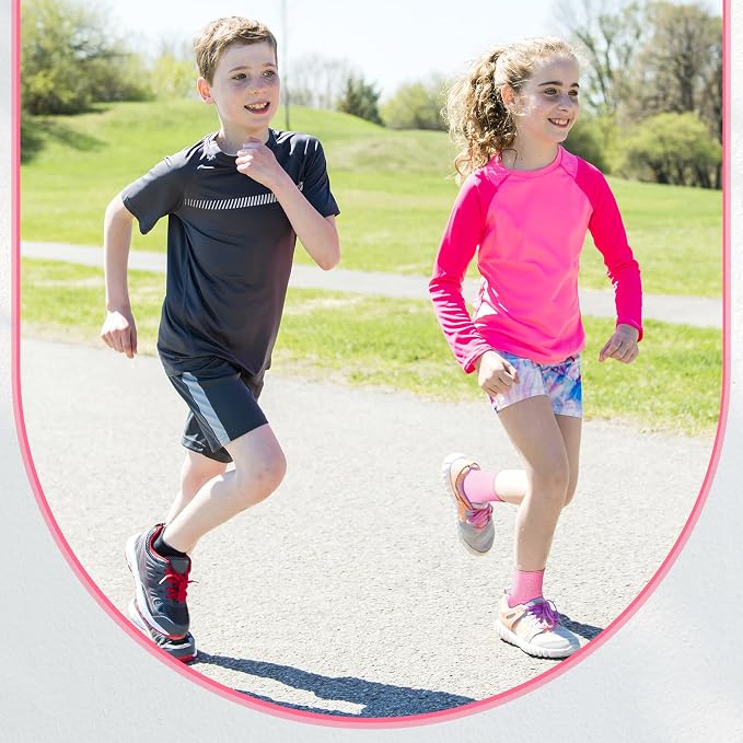 Haysandy 4 Pieces/ 2 Pair Kids Ankle Support Brace Elastic Kids Compression Socks Knitted Ankle Sleeve for Jogging Running Fitness(Pink,10-15 Years)