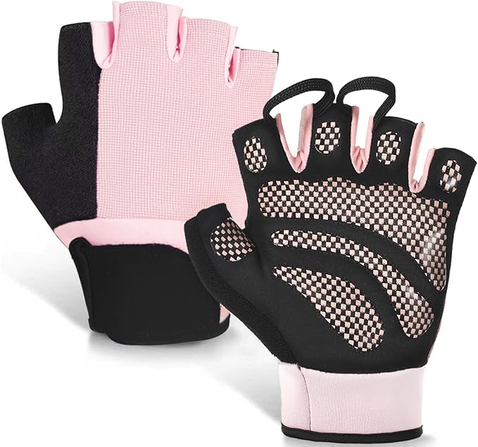sunnex Weight Lifting Gloves with Extended Wrist Support - High-Grip Silicone Padded Gym Gloves for Men & Women, Breathable Fingerless Workout Gloves for Pull Ups, Training & Powerlifting (Black)