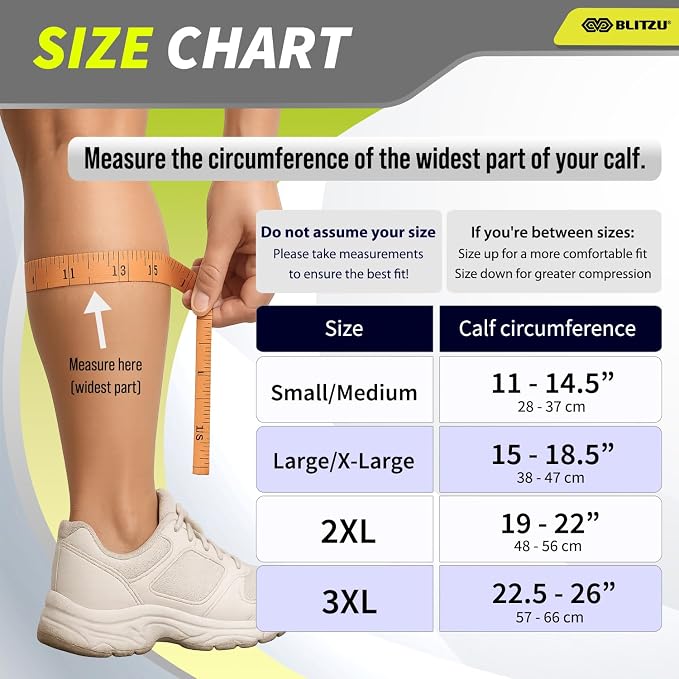 BLITZU Calf Compression Sleeves, Footless Compression Socks for Men & Women | Leg Support Brace, Shin Splint Pain Relief, Reduce Varicose Vein Swelling, Muscle Recovery, Running, Nursing, Fitness, Travel