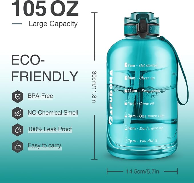 Water Bottle 3 Liter Large Drinking Bottle with Time Marker & Handle(1 PC) | 3L Motivational 0.8 Gallon Big Hydration Jug for Gym, Sports, Outdoor