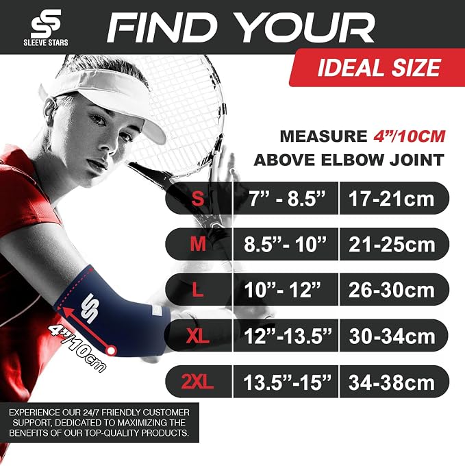 Sleeve Stars Elbow Sleeve for Pain Relief & Protection - Elbow Compression Sleeve for Women & Men - Supportive Elbow Brace for Tendonitis, Recovery & Ideal for Sports, Work