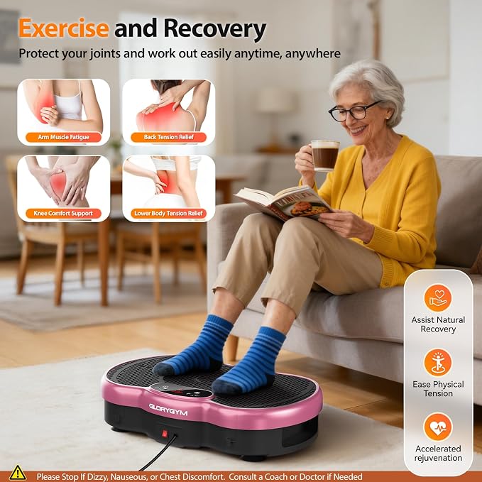 Vibration Plate Exercise Machine for Body Shaker Machine & Weight Loss, Shake Plate with Resistance Bands, 120 Speed Levels, Remote Control, Full Body Workout, Compact Home Gym Equipment